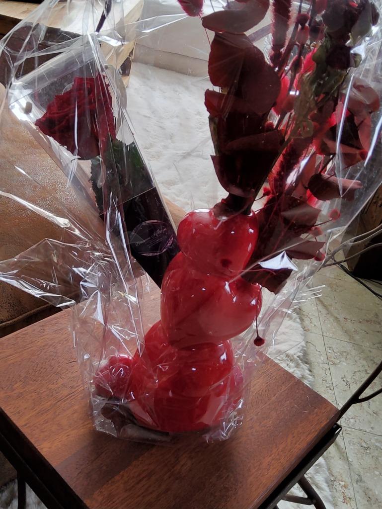 Bloemstuk, vaas met droogbloemen + extra roos, Ophalen of Verzenden, Nieuw