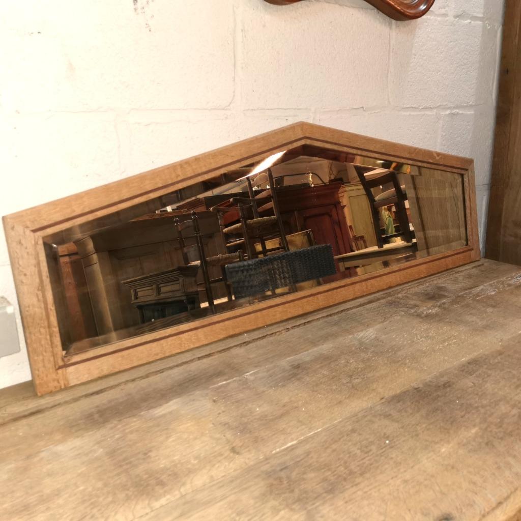 Smalle antiek BLANK eiken spiegel L 110 H 37, Ophalen of Verzenden, Zo goed als nieuw, 100 tot 125 cm, Minder dan 100 cm