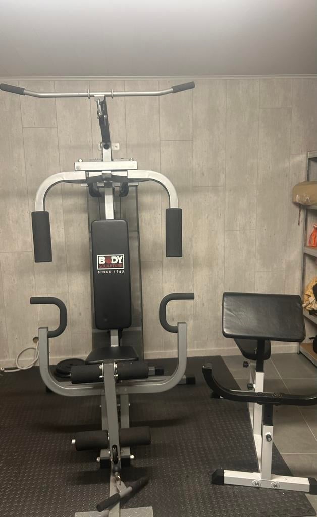 Krachtstation en halterbank, Ophalen, Benen, Gebruikt, Krachtstation