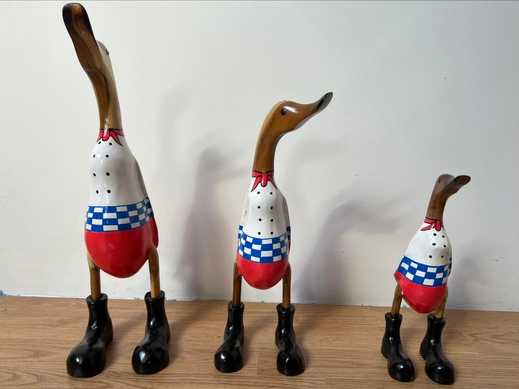 Bamboe “Kok” eend, handgemaakt en geschilderd, Verzamelen, Ophalen of Verzenden, Zo goed als nieuw, Dier