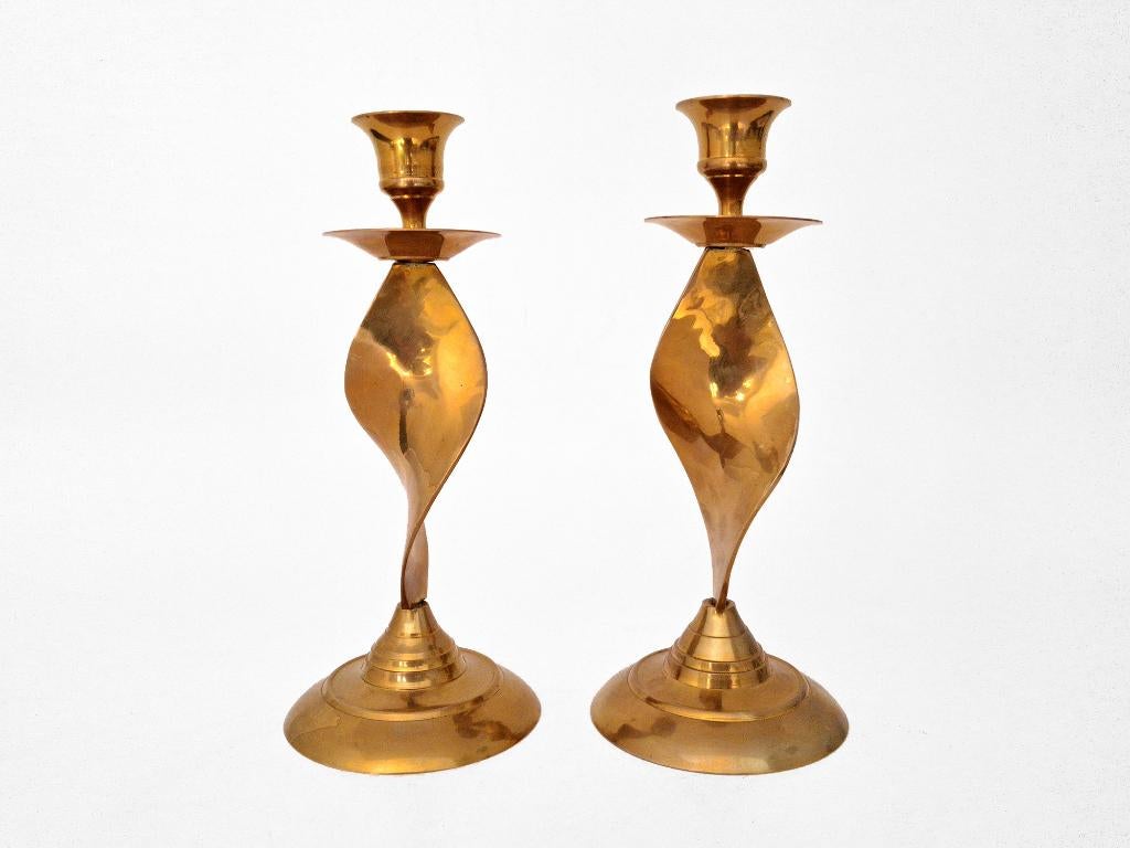 ensemble de chandeliers en laiton et cuivre, Maison & Meubles, Moins de 25 cm, Enlèvement ou Envoi, Utilisé, Métal