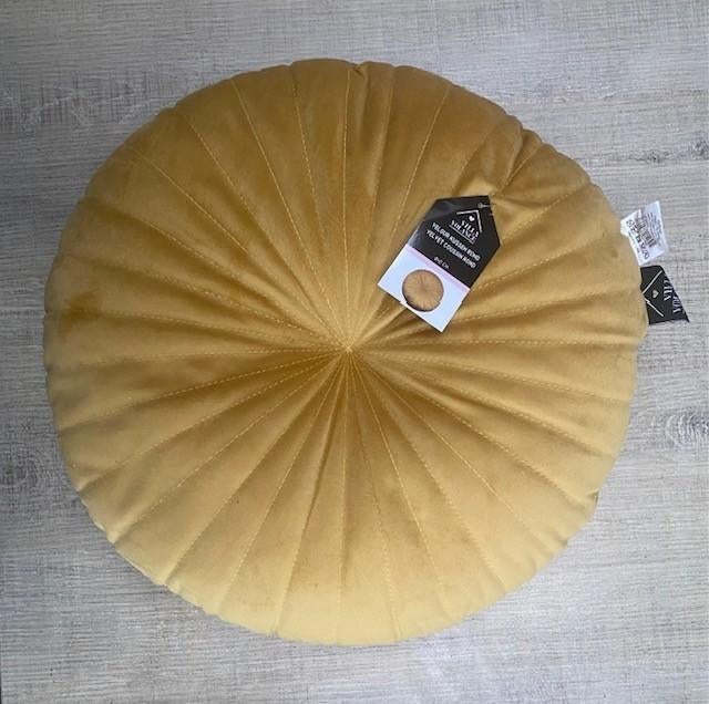 NIEUW! VILLA VOLANCE Velvet sierkussens okergeel (set van 2), Huis en Inrichting, Ophalen of Verzenden, Nieuw, Geel, Rond