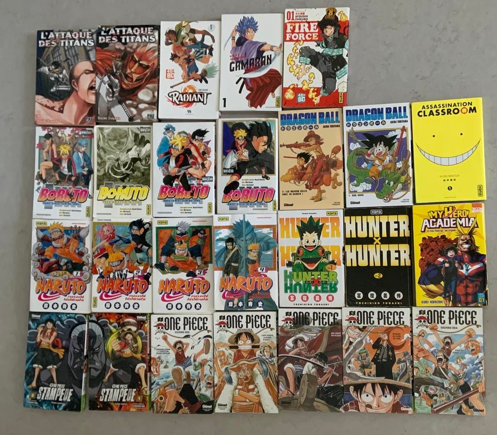 Lot de 26 manga varier (One Piece,Naruto,SNK,etc.)negociable, Livres, Enlèvement, Comme neuf
