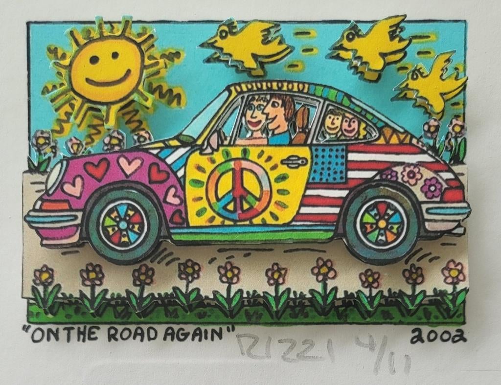 James Rizzi - De nouveau sur la route, « Porsche 911 », Antiquités & Art, Art | Lithographies & Sérigraphies, Envoi