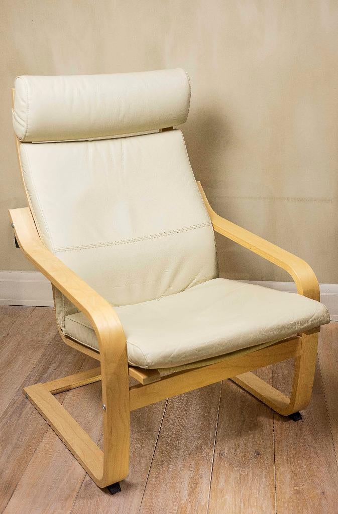 Lederen relaxzetel Poang IKEA, Enlèvement, Utilisé, Bois