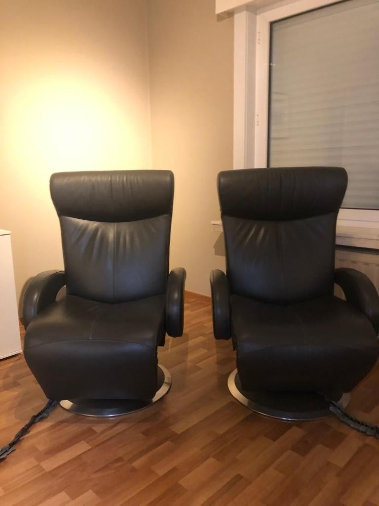 grijze, zachtlederen relaxzetel van het merk Leolux, Huis en Inrichting, Ophalen, Zo goed als nieuw, Leer