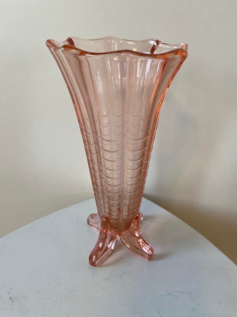 Vase octogonale en verre Val Saint Lambert Luxval, Enlèvement ou Envoi