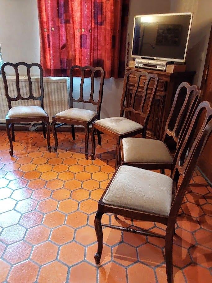 5 chaises en chêne confortables, Enlèvement