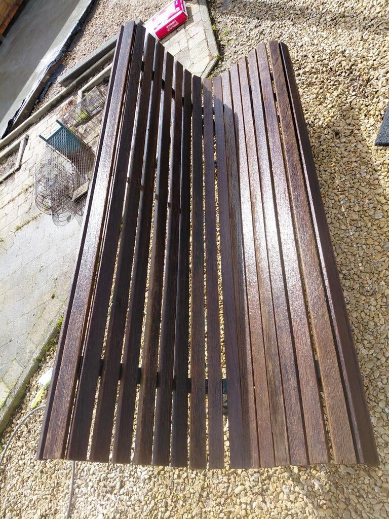 Tuinbank met gietijzeren onderstel., Tuin en Terras, Ophalen