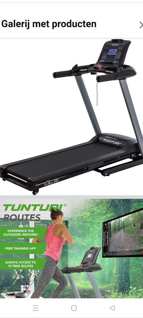 Professionele loopband TUNTURI 50i nieuwstaat, Enlèvement, Neuf, Bras, Tapis roulant