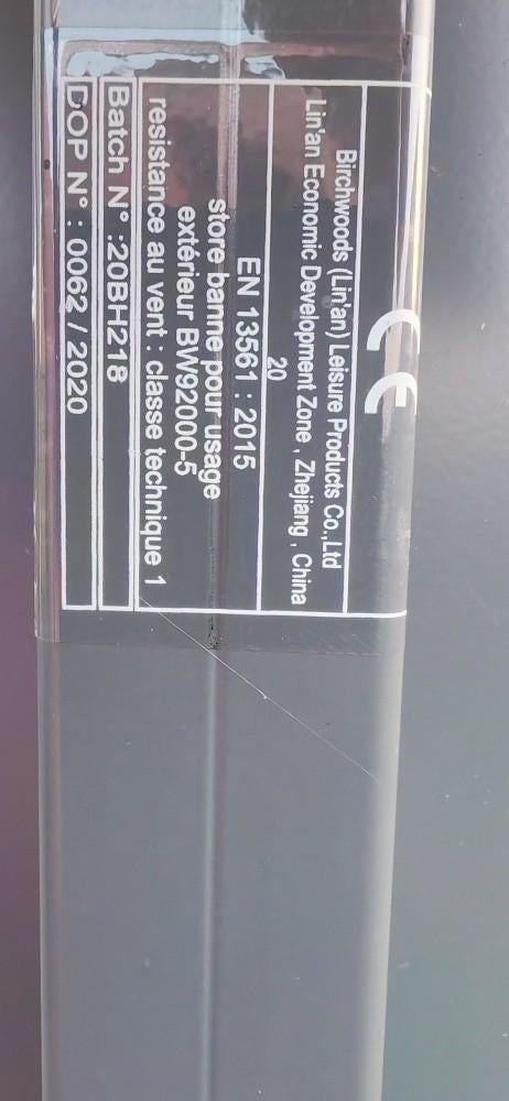 Store banne latéral rétractable - Anthracite, 200 cm ou plus, Aluminium, Comme neuf, 150 à 200 cm