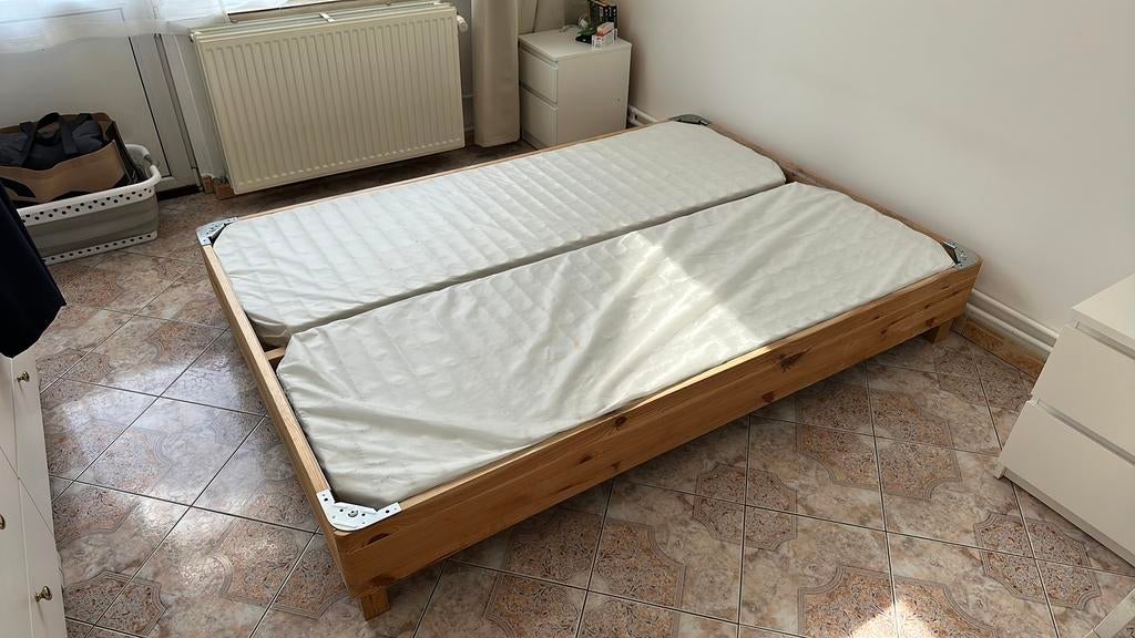 Lit Ikea 140x200 avec sommier, 140 cm, Brun, Enlèvement, Utilisé