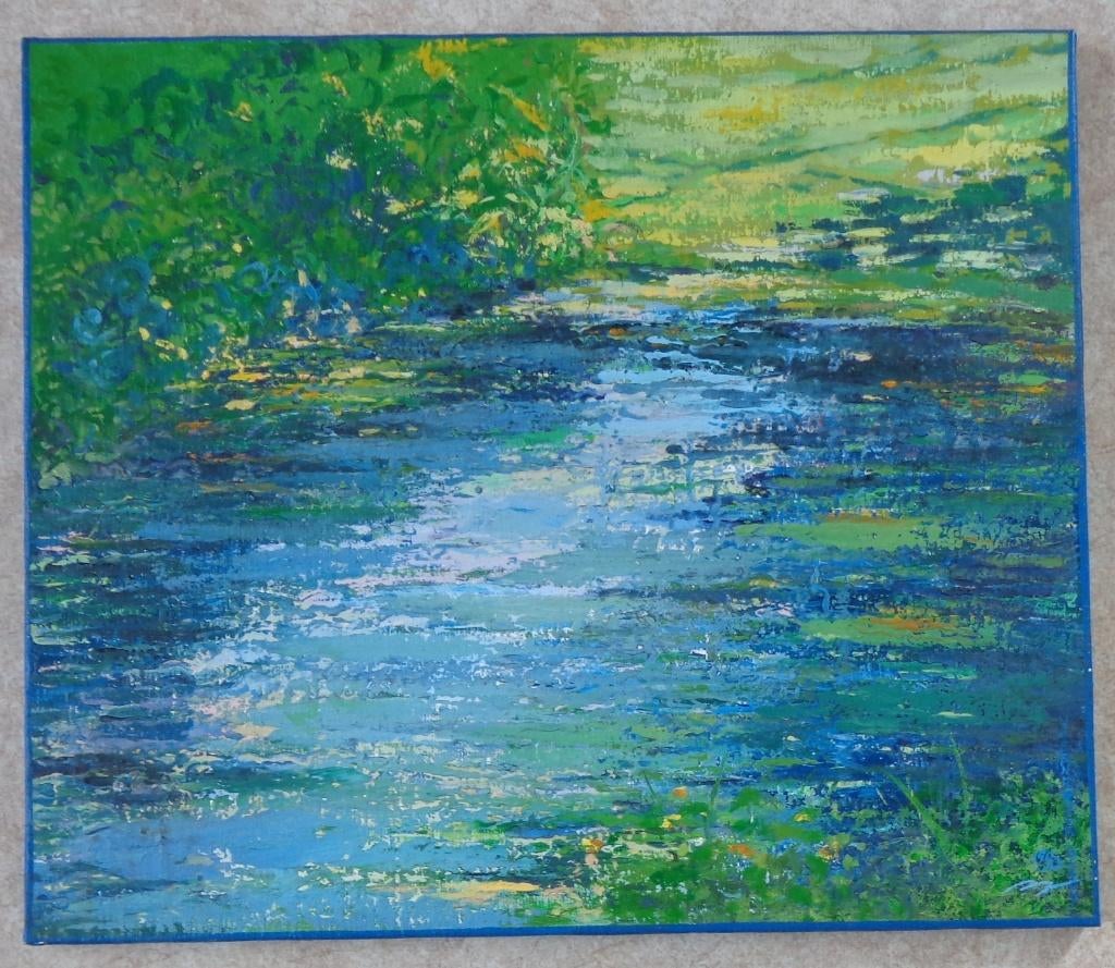BILL VAERNEWIJCK / GIVERNY / OLIEVERF DOEK / 60x70cm / SIG, Ophalen of Verzenden