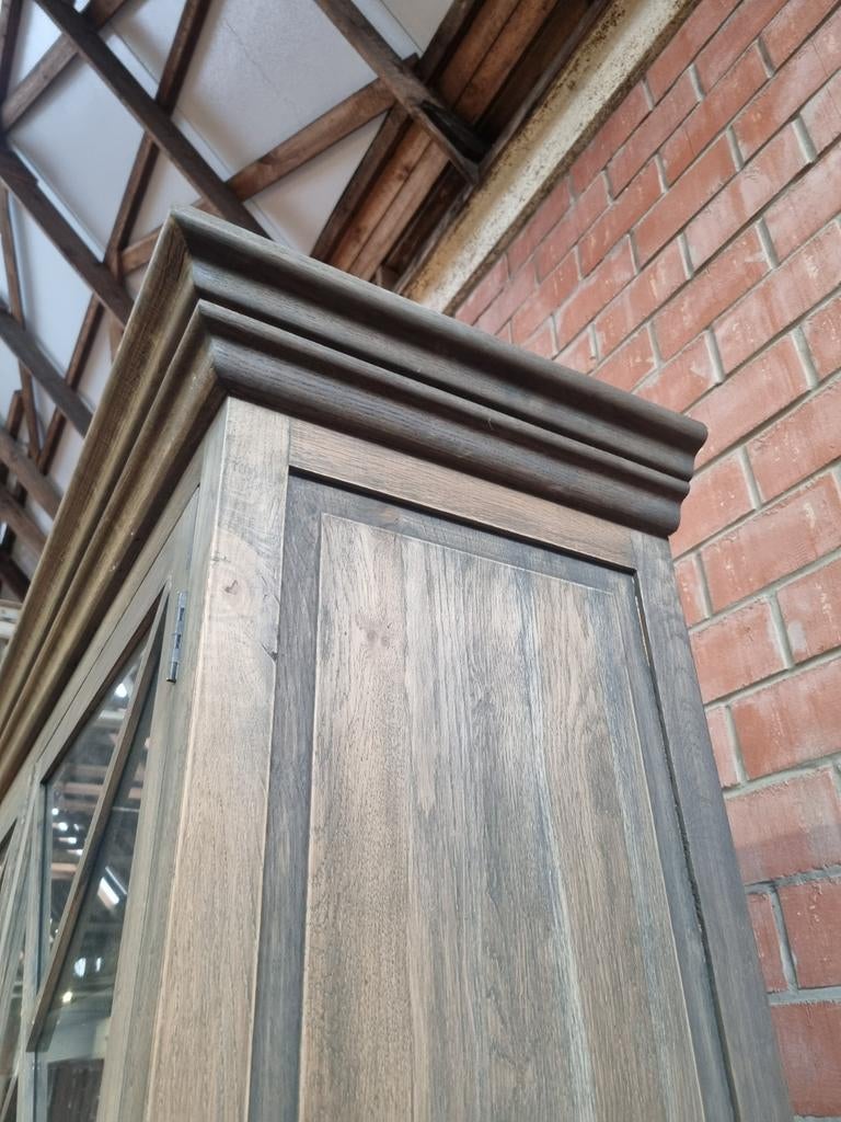 Eiken buffetkast/vitrinekast art:72/26, Huis en Inrichting, Kasten | Buffetkasten, Ophalen, Met deur(en), 25 tot 50 cm, Flamant