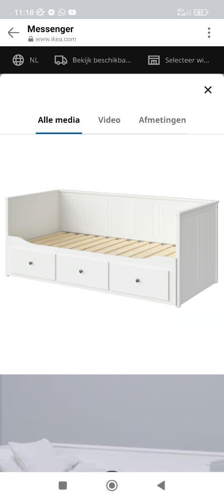 Hemnes bedbank 3 lades wit, Huis en Inrichting, Slaapkamer | Bedden, Ophalen, Wit, 140 cm, Twijfelaar