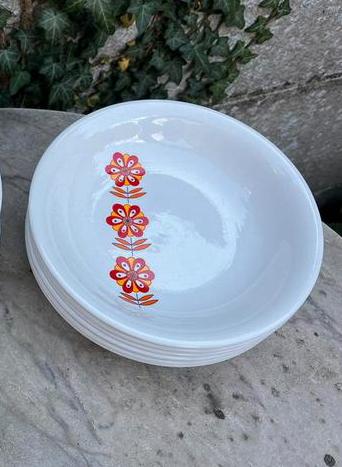 6 assiettes creuses Boch Saturne 3 Fleurs (1957-1962), Antiquités & Art, Antiquités | Services (vaisselle) pièces, Enlèvement ou Envoi