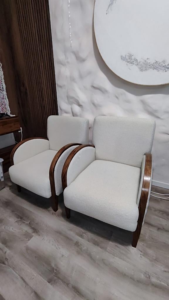 Fauteuils tissu bouclette et noyer ( reste un seul), Enlèvement, Bois