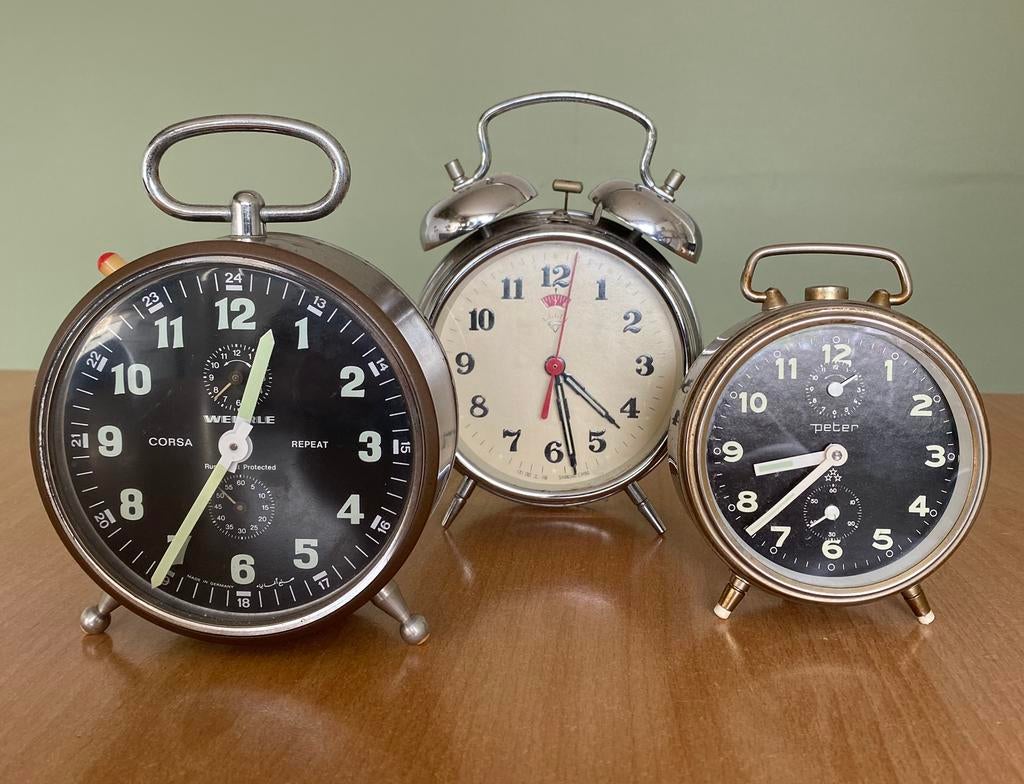 3 Oude wekkers : samen €20, Ophalen