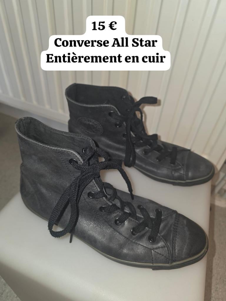 Basket Converse All Star  noir full cuir état impeccable, Ophalen, Zwart