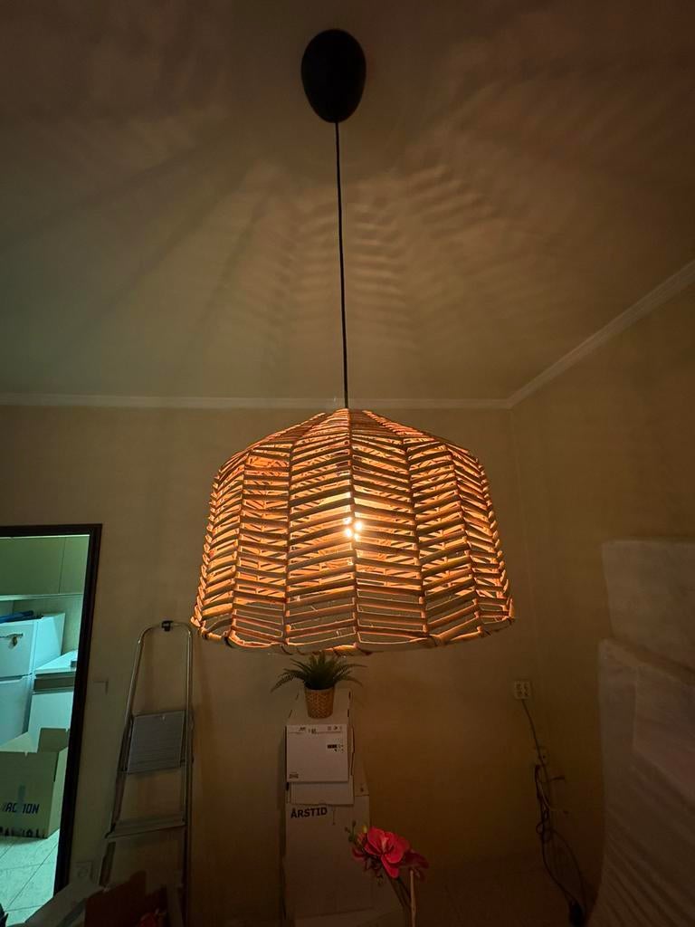Pendant lamp shade, rattan, 45 cm, Maison & Meubles, Lampes | Suspensions, Comme neuf, Bois, Enlèvement ou Envoi
