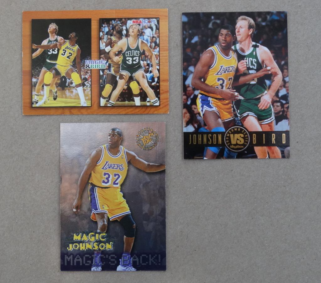 Lot de 9 cartes Magic Johnson NBA basketball (sans Larry Bir, Sports & Fitness, Envoi, Comme neuf, Autres types