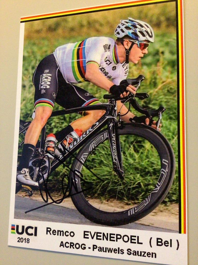 wielerkaart 2018 team acrog wk remco evenepoel signe, Verzenden, Zo goed als nieuw