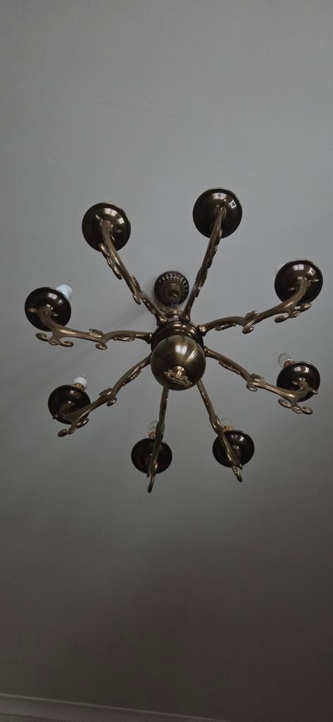 Antieke bronzen lamp, Huis en Inrichting, Lampen | Kroonluchters
