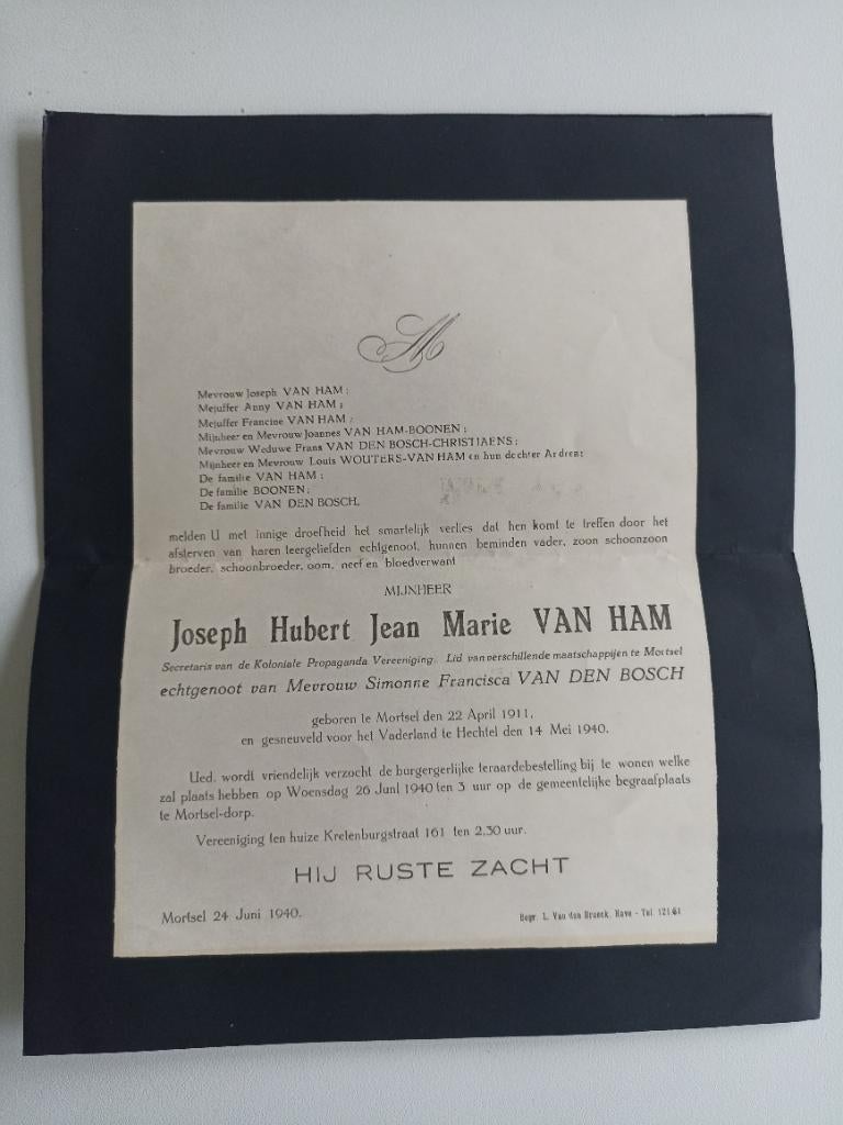 ROUWBRIEF, Ophalen of Verzenden, Rouwkaart