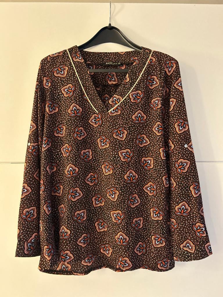 Akoz de toi zwarte blouse met print, Kleding | Dames, Bruin, Maat 46/48 (XL) of groter, Akoz de toi, Ophalen of Verzenden