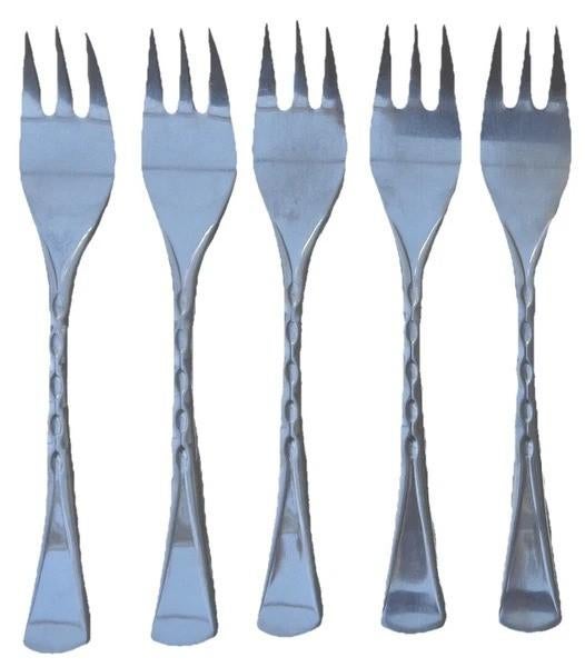 Sola Mondiluxe Lot de 5 fourchettes à gâteau et à pâtisserie, Envoi, Comme neuf, Inox ou Chrome, Couverts en vrac
