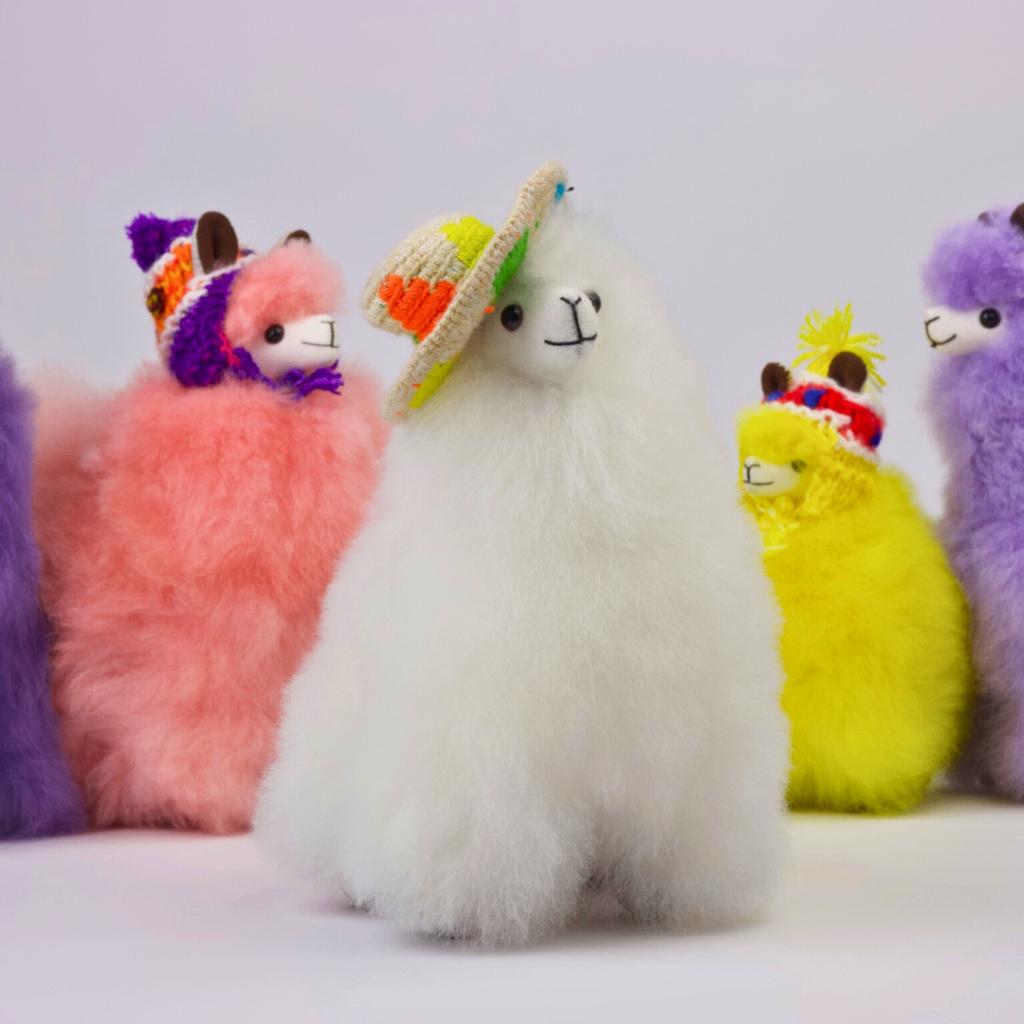 Baby Alpaka Knuffel Wit M (25cm) handgemaakt in Peru, Verzenden, Nieuw, Overige typen