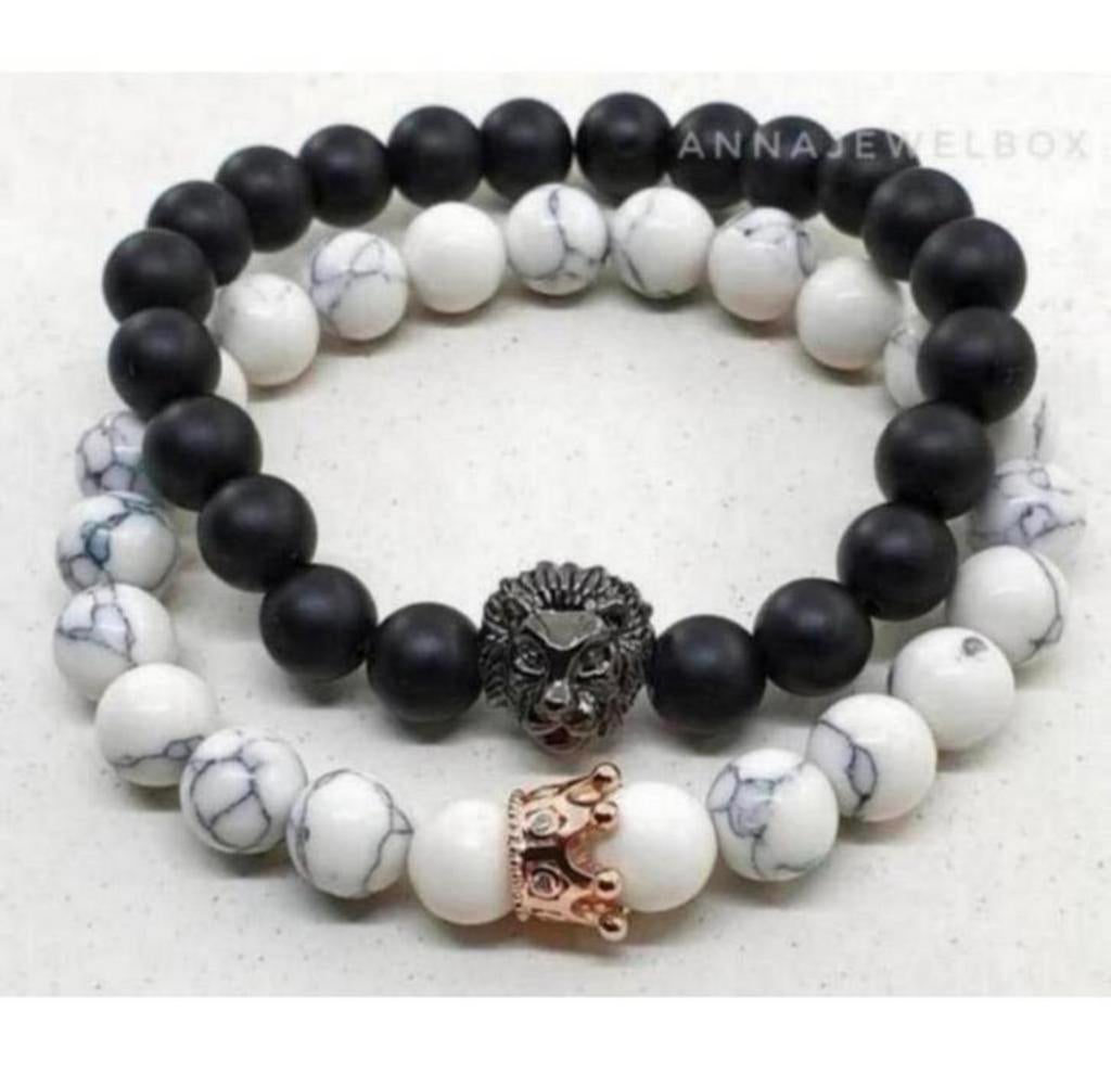 Set de bracelets spécial Queen Lion « king queen » bracelet, Bijoux, Sacs & Beauté, Bracelets, Neuf, Élastique, Avec bracelets à breloques ou perles