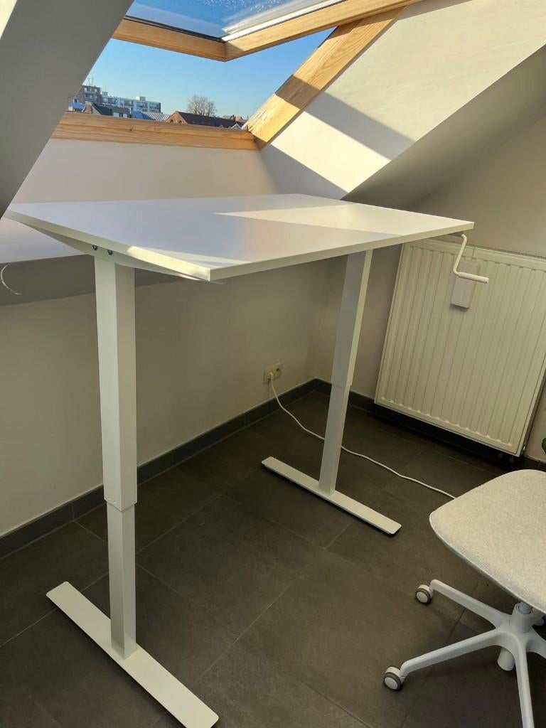 TROTTEN Bureau zit/sta, wit, 160x80 cm, Ophalen, Zit-sta bureau, Scandinavisch, Hout