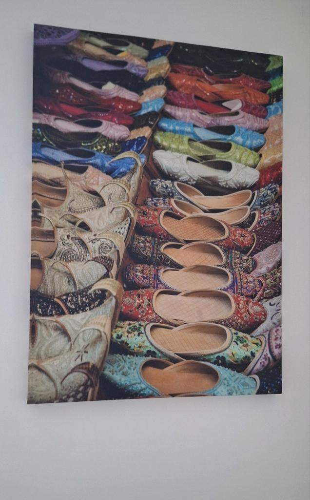 Cadre artisanal oriental coloré "Babouches"., Enlèvement