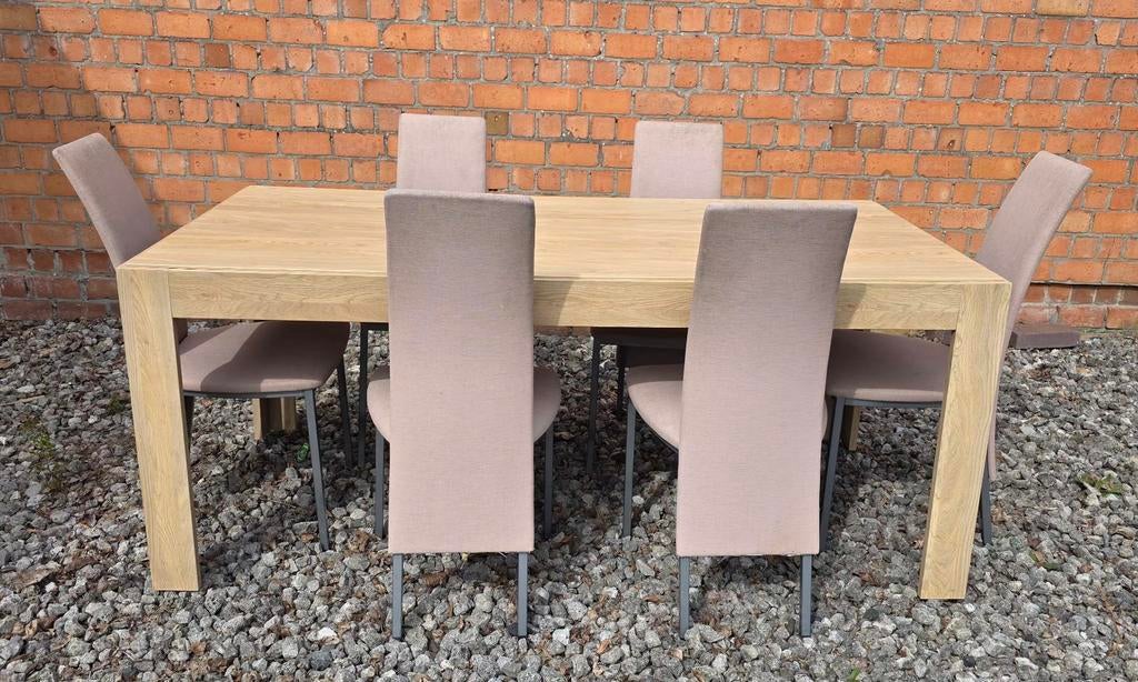 Tafel met 6 stoelen + salontafel, Huis en Inrichting, Tafels | Eettafels, Ophalen, Gebruikt, 50 tot 100 cm, Vijf personen of meer