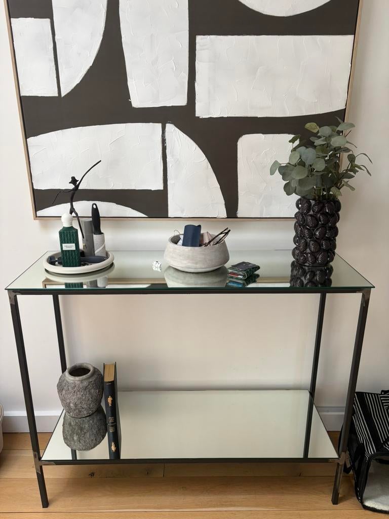 Console en verre et métal – style moderne, Maison & Meubles, Enlèvement, Comme neuf