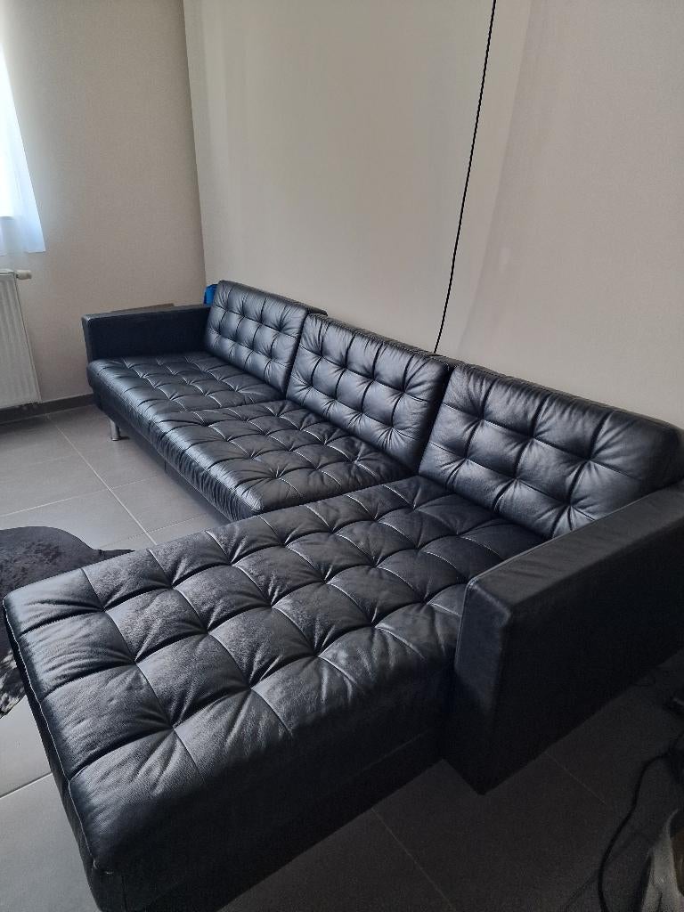 Siège d'angle en cuir noir, Neuf, Banc d'angle, Quatre personnes ou plus, Enlèvement