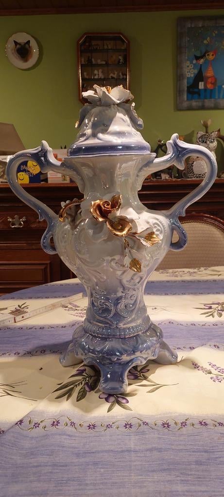 Vintage italiaanse porseleinen vaas capodimonte stijl 45 cm, Enlèvement