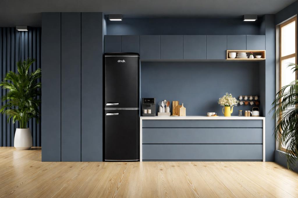 Dmdk DKB3 koelvriescombinatie koelkast no frost Zwart, 200 liter of meer, Nieuw, 45 tot 60 cm, Met vriesvak