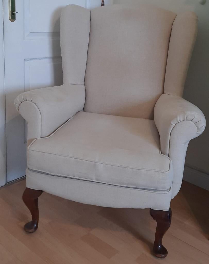 Zetel Wing Chair, beige stof, Huis en Inrichting, Fauteuils, Ophalen, Gebruikt, Minder dan 75 cm, Stof