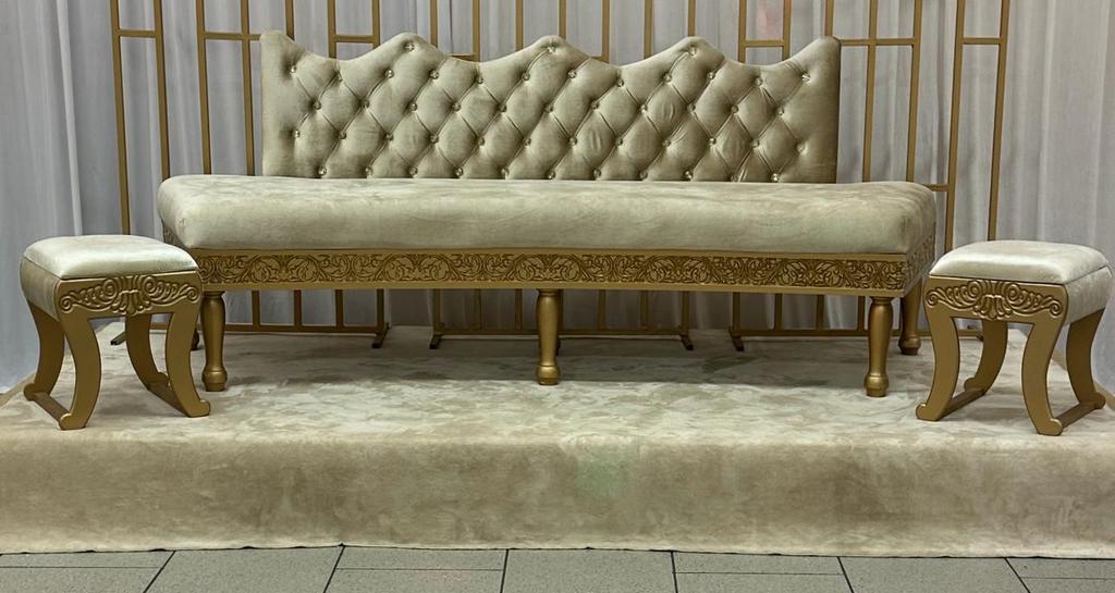 Banquette + 2 poufs, Enlèvement, Comme neuf