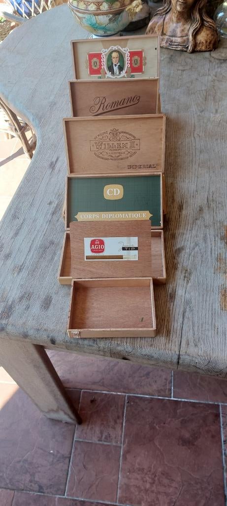 5 sigaarkistjes/hout samen voor 6€, Ophalen of Verzenden