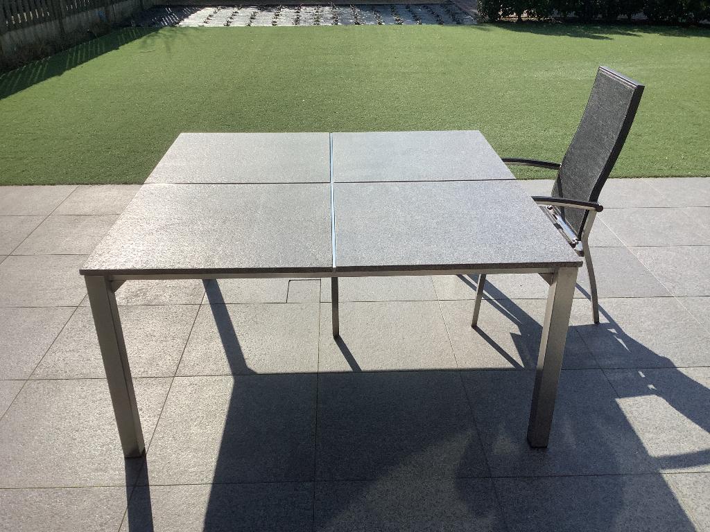 Tuinset ( tafel & 8 stoelen ), Tuin en Terras, Ophalen, Inox, Gebruikt, 8 zitplaatsen