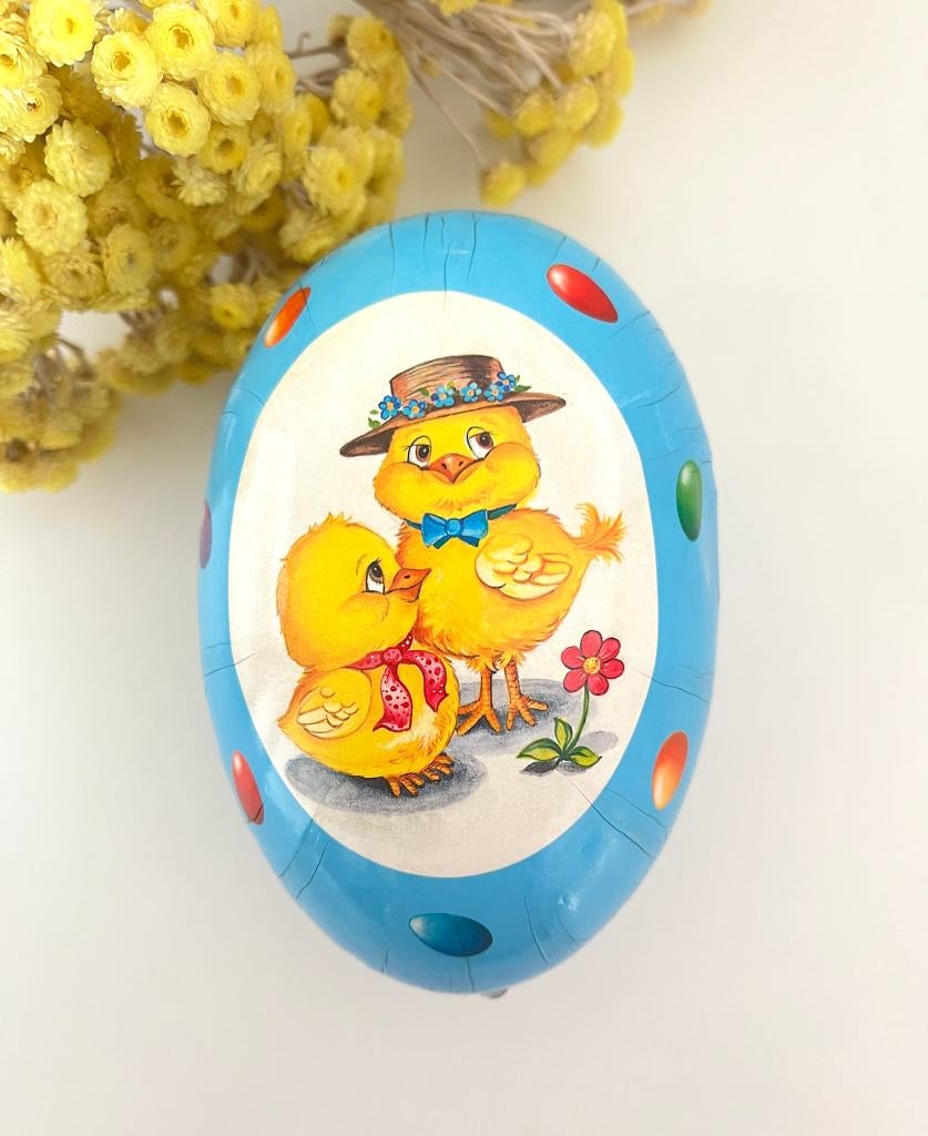 Boîte œuf en carton / papier mâché Couple de poussin, Gebruikt, Aucun, Aucun, Ophalen of Verzenden