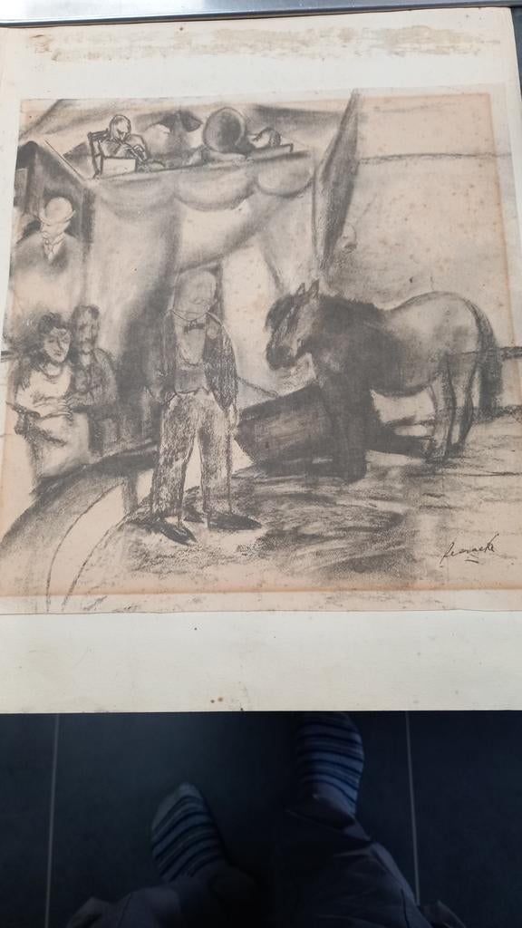 Houtskooltekening, Antiek en Kunst, Ophalen