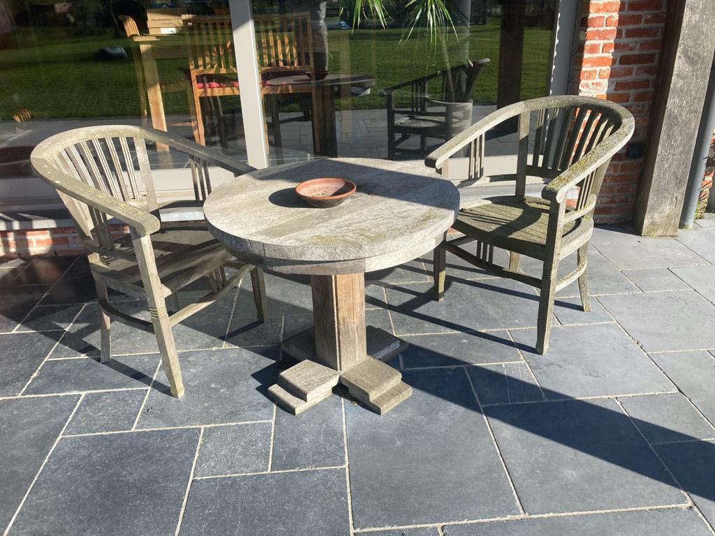 Teakhouten tuinset, Tuin en Terras, Ophalen, Gebruikt, Rond, Teakhout