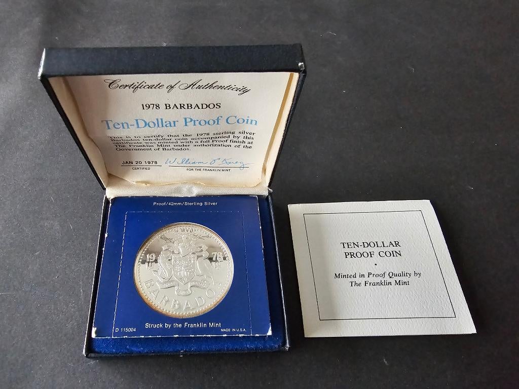Barbadiaanse zilveren munt van $10, Ophalen of Verzenden, Midden-Amerika, Zilver