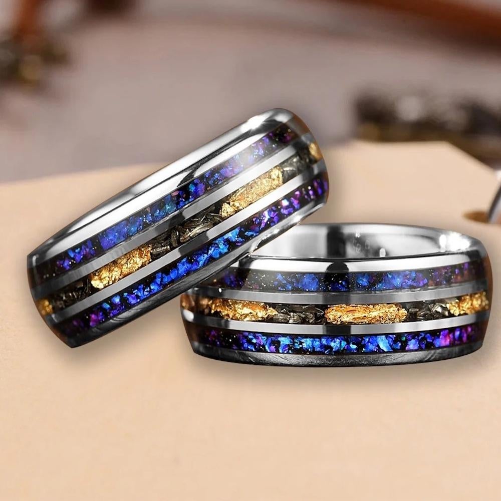 Trouwringen wolfraam Nicole zilver kleur met kleurrijk opaal, Bijoux, Sacs & Beauté, Bagues, Neuf, Femme ou Homme, Argent, Autres matériaux