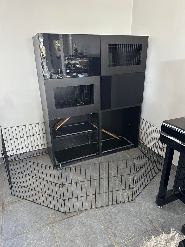 Konijnenhok met ren voor binnen, Dieren en Toebehoren, Ophalen, 110 cm of meer, Zo goed als nieuw, 90 cm of meer