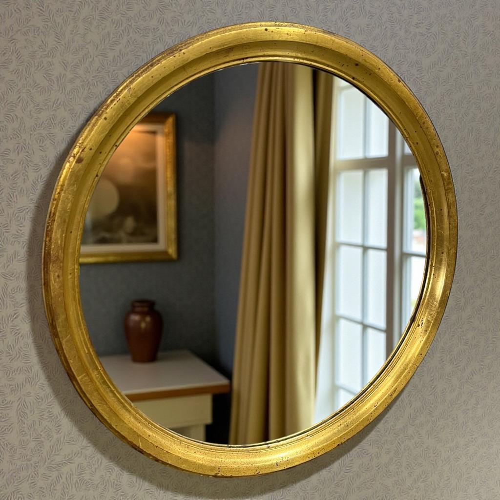 miroir doré vintage/miroir mural Deknudt, Maison & Meubles, Accessoires pour la Maison | Miroirs, Comme neuf, Rond, Enlèvement ou Envoi